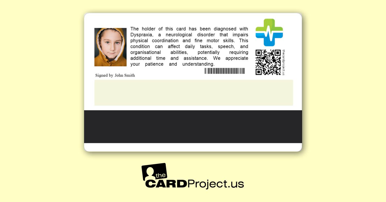 Dyspraxia Premium Medical Card (REAR)